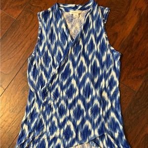 Liz Claiborne blue and white low cut tank top.